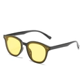Cat eye fashion sunglasses with black frame and translucent amber yellow lenses - Black Frame Yellow Lens