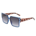 Chic square sunglasses with blue translucent frames and leopard print tortoiseshell temples - Blue Frame Gradient Grey Lens