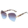 Rimless geometric sunglasses with purple gradient lenses and tortoiseshell temples - Gold Frame Grey Blue Lens