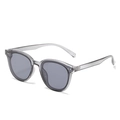 Fashionable cat-eye sunglasses featuring transparent grey frames and dark grey lenses - Grey Frame Grey Lens