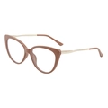 Retro TR90 cat eye glasses frames in nude pink finish with sleek gold metal temples - Standard Apricot Frame