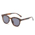 Fashionable cat eye sunglasses featuring tortoise frame and grey lenses with silver accents - Leopard Frame Grey Lens
