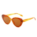 Vintage cat eye sunglasses in amber orange translucent resin frame with matching lenses - Yellow Striped Frame Brown Lens