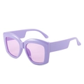 Fashion oversized square lavender sunglasses with gradient lenses and geometric wide temples - Purple Frame Purple Lens