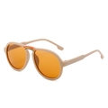 Kinder Pilotenbrille in Beige mit orangen Gläsern und gestreiftem Steg-Detail - Standard (inkl. 13 % MwSt.) Grauer Rahmen Teegläser