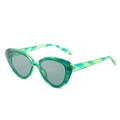 Occhiali da sole cat eye con montatura verde traslucida e aste a righe con lenti grigie - Montatura a Strisce Verdi Lenti Grigie