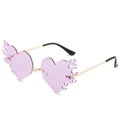 Lila herzförmige Flammen-Sonnenbrille mit goldenem Metallrahmen und schwarzen Bügeln - Neuer Stil / Regulär (inkl. 13 % MwSt.) Goldrahmen mit lila Gläsern