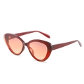 Occhiali da sole chic cat eye con montatura rosso scuro e lenti sfumate arancioni - Montatura Rosso Vino Lenti Rosa