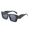 Retro cat-eye black sunglasses with thick frames and dark gray lenses from a 45-degree angle - Black Frame Grey Lens