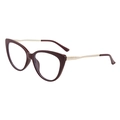 Cat eye TR90 glasses frame in dark wine red with golden metal temples for women - Standard Vintage Red