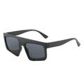 Flat top black square sunglasses with bold geometric frame and dark tinted lenses - Black Frame Grey Lens