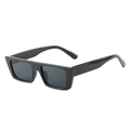 Classic black rectangular sunglasses with thick frame and dark grey tinted lenses - Black Frame Grey Lens