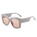 Fashion oversized gray square sunglasses for women with transparent light pink lenses - Grey Frame Light Tea Lens