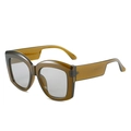Fashionable olive green oversized square sunglasses with thick frames and grey lenses - Brown Frame Gray Lens