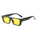Trendy black thick frame rectangular sunglasses with vibrant yellow lenses for street style - Black Frame Yellow Lens