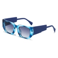 Modern rectangular sunglasses with blue transparent frame and gradient grey lenses - Standard Blue Floral Frames with Double Grey Lenses