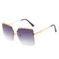 Frameless square sunglasses with purple gradient lenses and gold hollowed-out floral temples - Gold Frame Gradient Gray Lens