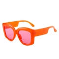Oversized orange square sunglasses with gradient purple lenses for a trendy fashion look - Orange Frame Pink Lens