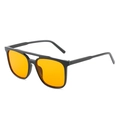 Square black sunglasses with double-bridge frame and bright orange tinted lenses - Black Frame Orange Lens