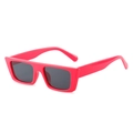 Chunky rectangular sunglasses featuring hot pink thick frames and dark square lenses - Red Frame Grey Lens