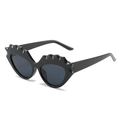 Occhiali da sole neri cat eye con montatura creativa a fiamme per uno stile party - Montatura Nera / Lenti Nere