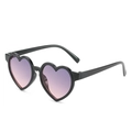 Lunettes de soleil cœur pour enfants avec monture noire et verres dégradés - Monture Noire Verres Gris Rose