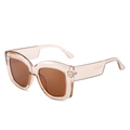 Fashion oversized square sunglasses with champagne frame and brown tinted lenses - Champagne Frame / Tea Lens