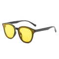 Retro round sunglasses with polished black frames and bright yellow transparent lenses - Black Frame Yellow Lens
