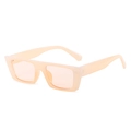 Modern rectangular sunglasses in translucent light orange resin with matching tinted lenses - Champagne Frame Light Tea Lens