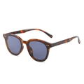 Retro-Rundsonnenbrille in Schildpatt-Optik mit dunkelgrauen Gläsern und Metalldetails - Leopard Rahmen Graue Gläser