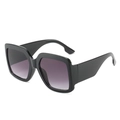 Fashionable oversized square sunglasses with black glossy frames and purple gradient lenses - Black Frame Double Grey Lenses