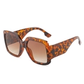 Fashion oversized square tortoiseshell sunglasses with brown gradient lenses on white backdrop - Leopard Frame Gradient Brown Lens