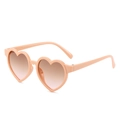 Cute heart-shaped peach pink sunglasses for children with gradient lenses - Standard Pink Frame with Double Brown Lenses