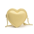 Sac bandoulière en forme de cœur crème avec chaîne dorée et breloque boule en métal - Jaune