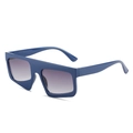 Square oversized sunglasses with thick blue geometric frames and grey gradient lenses - Blue Frame Gradient Grey Lens