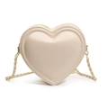 Sac à bandoulière tendance en forme de cœur blanc crème avec chaîne en métal doré - Blanc