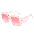 Chic pink transparent oversized square sunglasses with a retro fashion design - Pink Frame Gradient Pink Lens