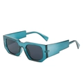 Translucent blue irregular polygon sunglasses with dark grey lenses in 52-18-148 size - Blue Frame Grey Lens