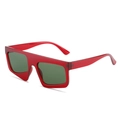 Fashionable square flat top sunglasses with red frame and dark green lenses - Red Frame Dark Green Lens