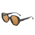 Vintage geometric sunglasses featuring thick black frames and orange amber lenses - Black Frame Tea Lens