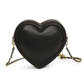 Sac à bandoulière cœur noir chic avec chaîne dorée et boucle sphérique polie - Noir