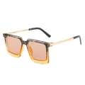 Chic square sunglasses with leopard print and yellow frames and golden metal temples - Regular (Incl. 13% Tax) Tortoiseshell & Champagne Frame with Pink Lenses