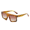 Square oversized sunglasses with leopard print frames and brown gradient lenses - Leopard Frame Gradient Brown Lens