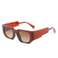Retro rectangular sunglasses with amber brown frame and gradient lenses for street fashion - Tea Frame Gradient Tea Lens