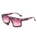 Übergroße quadratische Sonnenbrille in Schildpatt-Rosa mit Verlaufsgläsern - Lila Blumenmuster Rahmen Lila Gläser