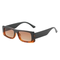 Retro rectangle sunglasses with black and tortoiseshell frame and brown gradient lenses - Black and Tortoise with Tea Gradient Lenses