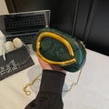 Green snakeskin evening clutch bag with oversized gold ring handle and chain strap - Green Snake Print Style (5)