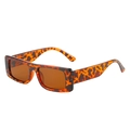 Vintage small rectangle sunglasses in tortoiseshell texture with dark brown lenses - Leopard Frame / Tea Lens
