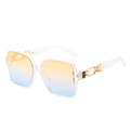 Retro square sunglasses with transparent frames and yellow-blue gradient lenses - Transparent Frame Yellow Blue Lenses