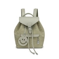 Zaino beige crema con trama a pieghe e ciondolo sorridente per donne eleganti - Cachi